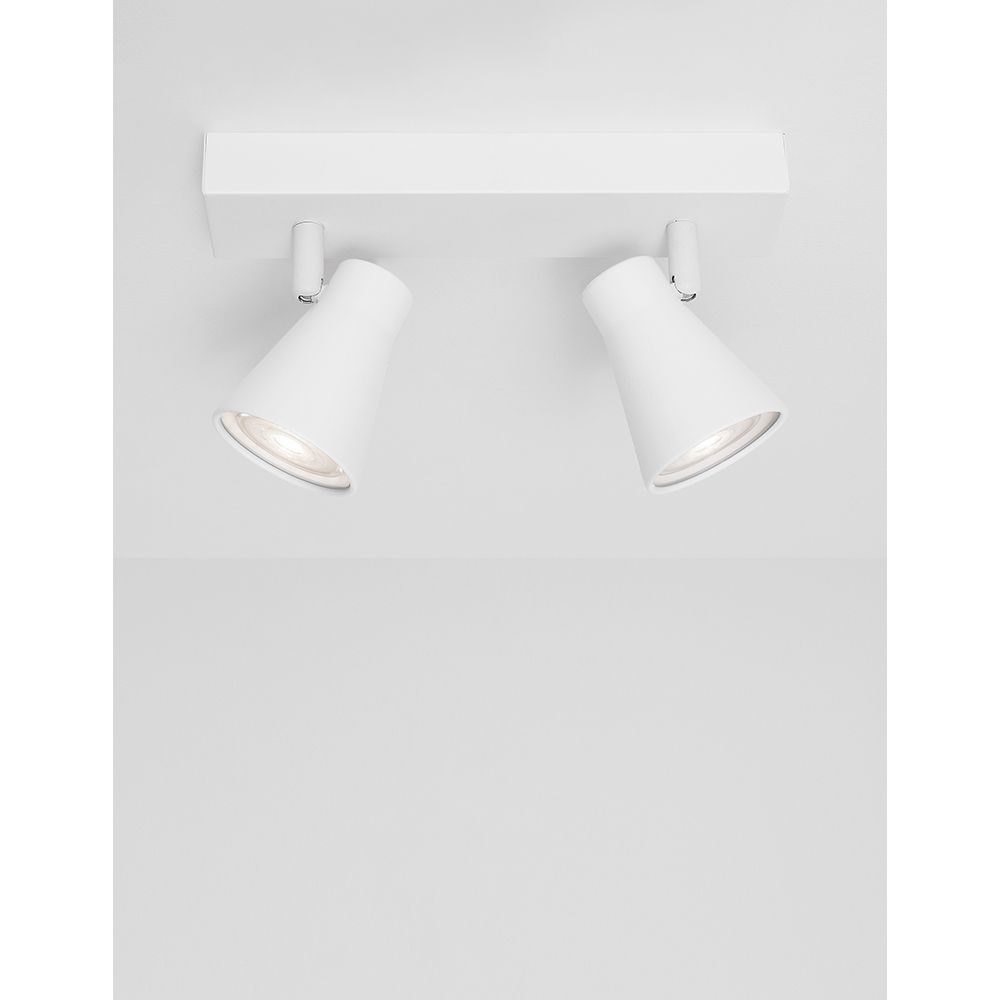 Dublin LED Balkenstrahler 2-flammig in modernem Design mit weißen Lampenschirmen
