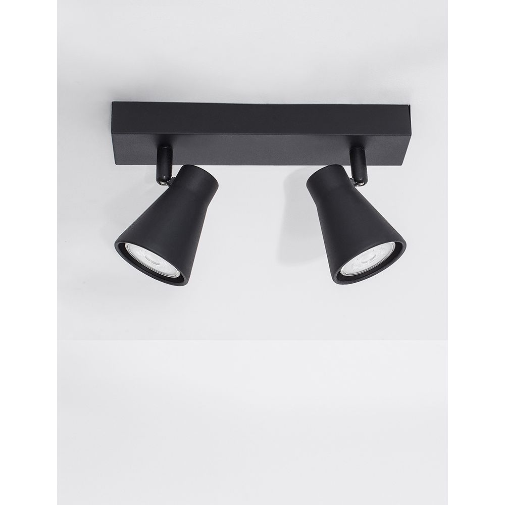 Dublin LED Balkenstrahler 2-flammig in modernem Design mit zwei drehbaren Strahlern in Schwarz.