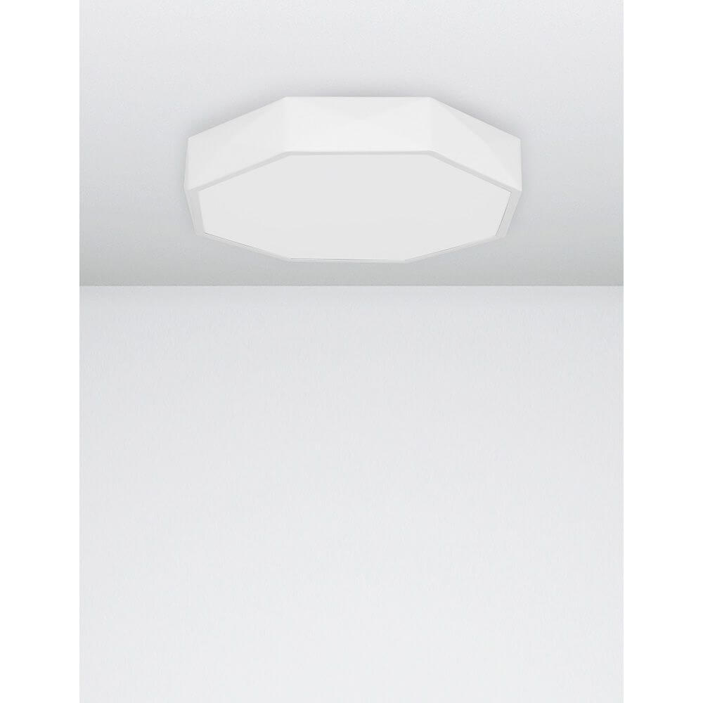 Eben LED Deckenlampe Ø 40cm in minimalistischer Optik an einer weißen Decke, ideal für moderne Wohnräume.
