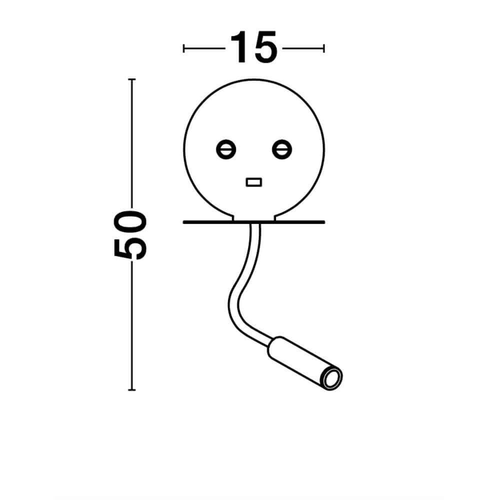 Eclip LED Wandlampe mit USB - technische Zeichnung mit Maßen und Design.