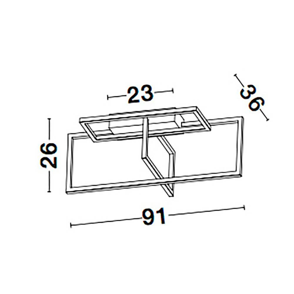 Maßzeichnung der Edgar LED Deckenleuchte 91cm mit Abmessungen in cm.