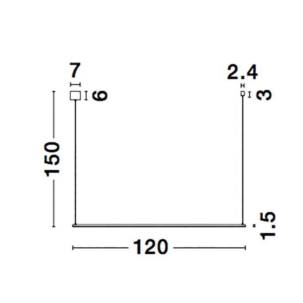 Elettra LED Hängelampe Ø 120cm Metall technische Zeichnung mit Abmessungen.