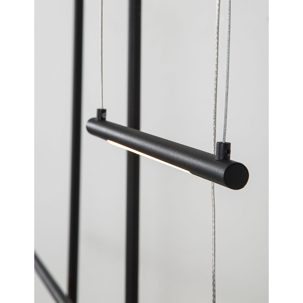 Elettra LED Hängelampe in sandig schwarz, modernes Design aus Aluminium und Acryl mit dekorativen LED-Streifen.