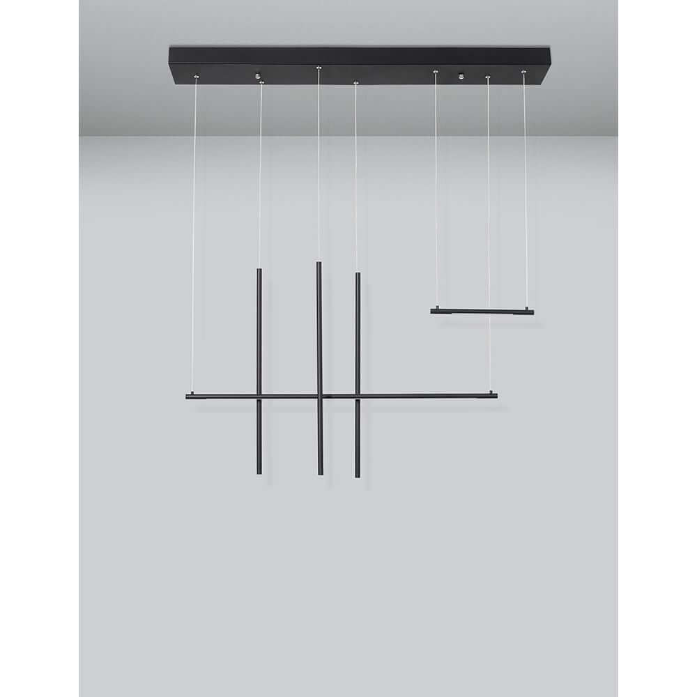 Elettra LED Hängelampe Sandig Schwarz mit minimalistischen, dekorativen Armen und modernen LED-Streifen.