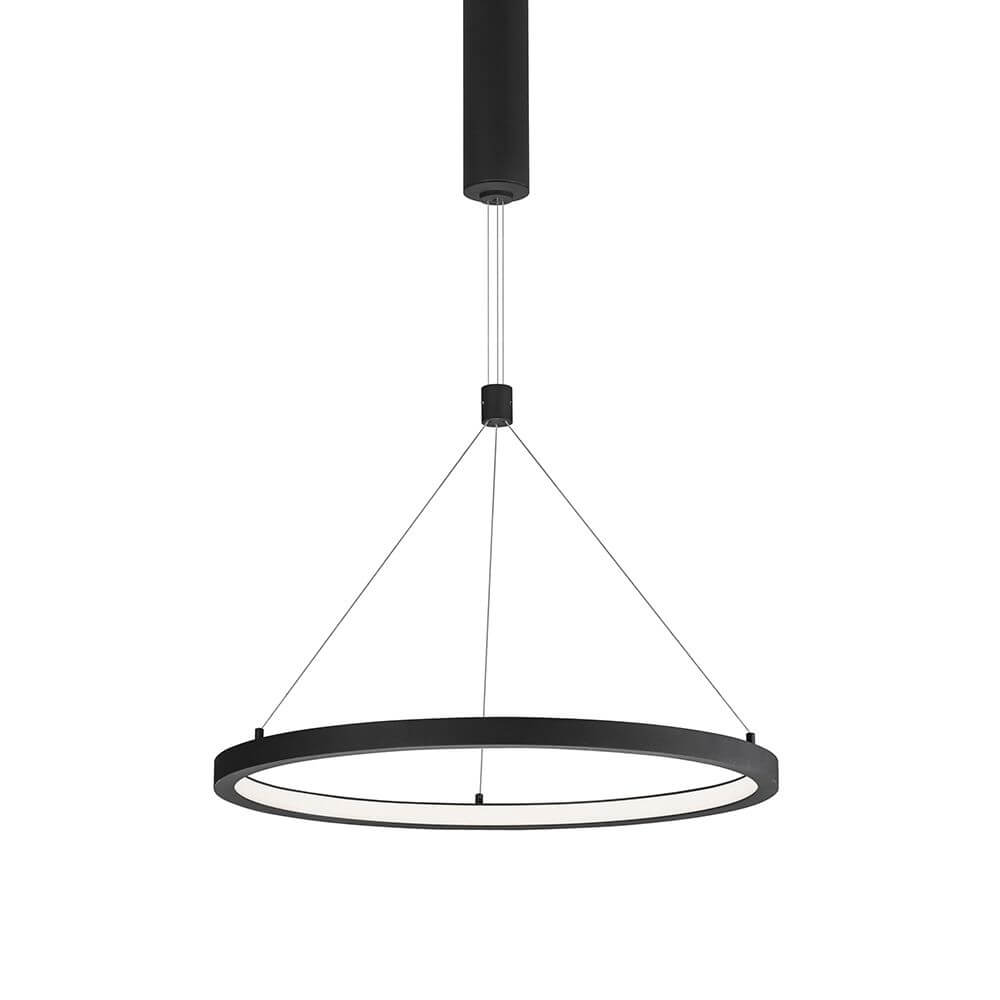 Empatia LED Hängelampe Schwarz Dimmbar – moderne runde LED-Pendelleuchte aus Aluminium mit warmweißem 35W Licht, ideal über Esstisch oder im Wohnzimmer