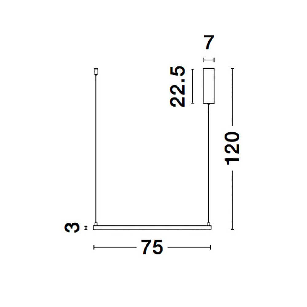 Technische Zeichnung der Eterna LED Hängelampe Quadratisch Weiß mit Maßen.