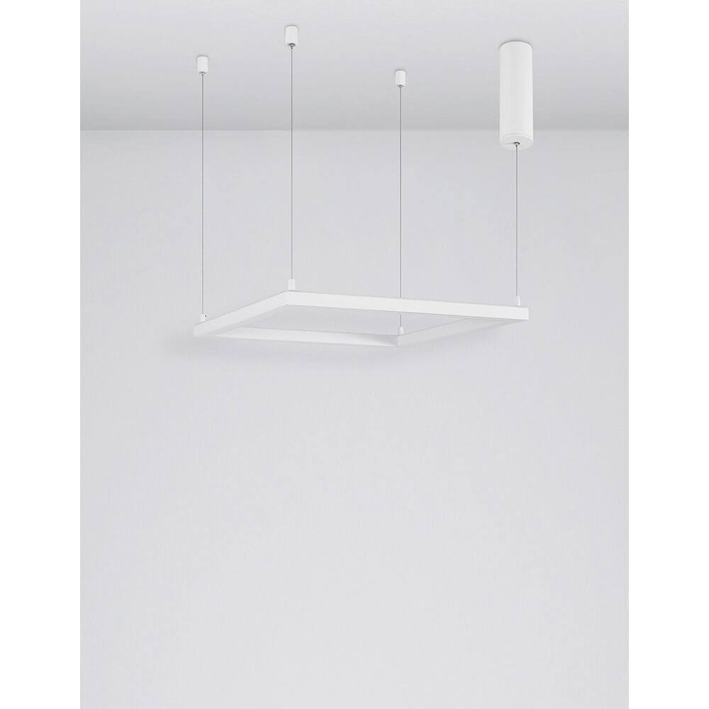Eterna LED Hängelampe Quadratisch Weiß, moderne quadratische Deckenleuchte in Weiß mit minimalistischen Design.