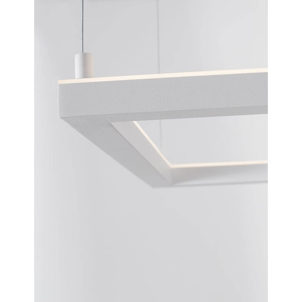 Eterna LED Hängelampe Quadratisch Weiß, minimalistische Deckenleuchte aus Aluminium mit warmweißem Licht.