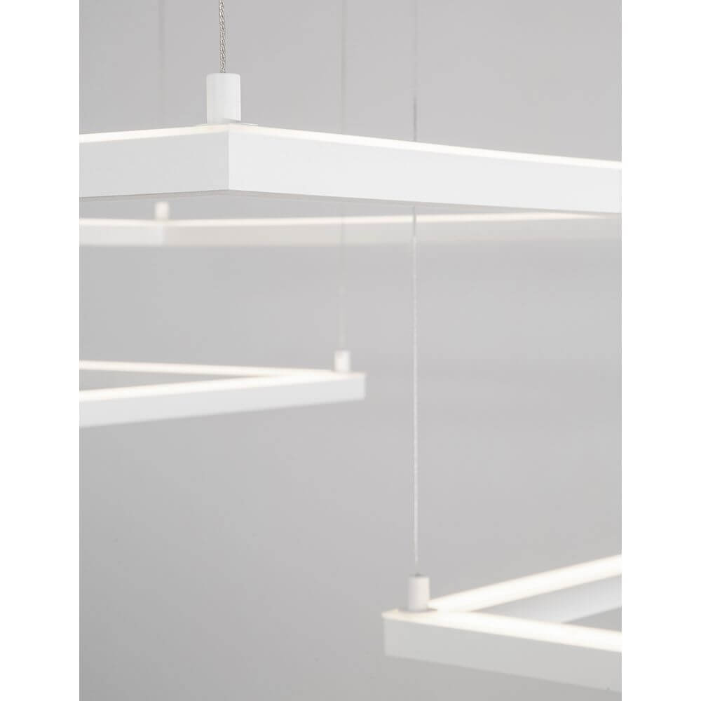 Eterna LED Hängelampe Quadratisch Weiß in modernem, minimalistischem Design, ideal für Wohnzimmer und Esstisch.