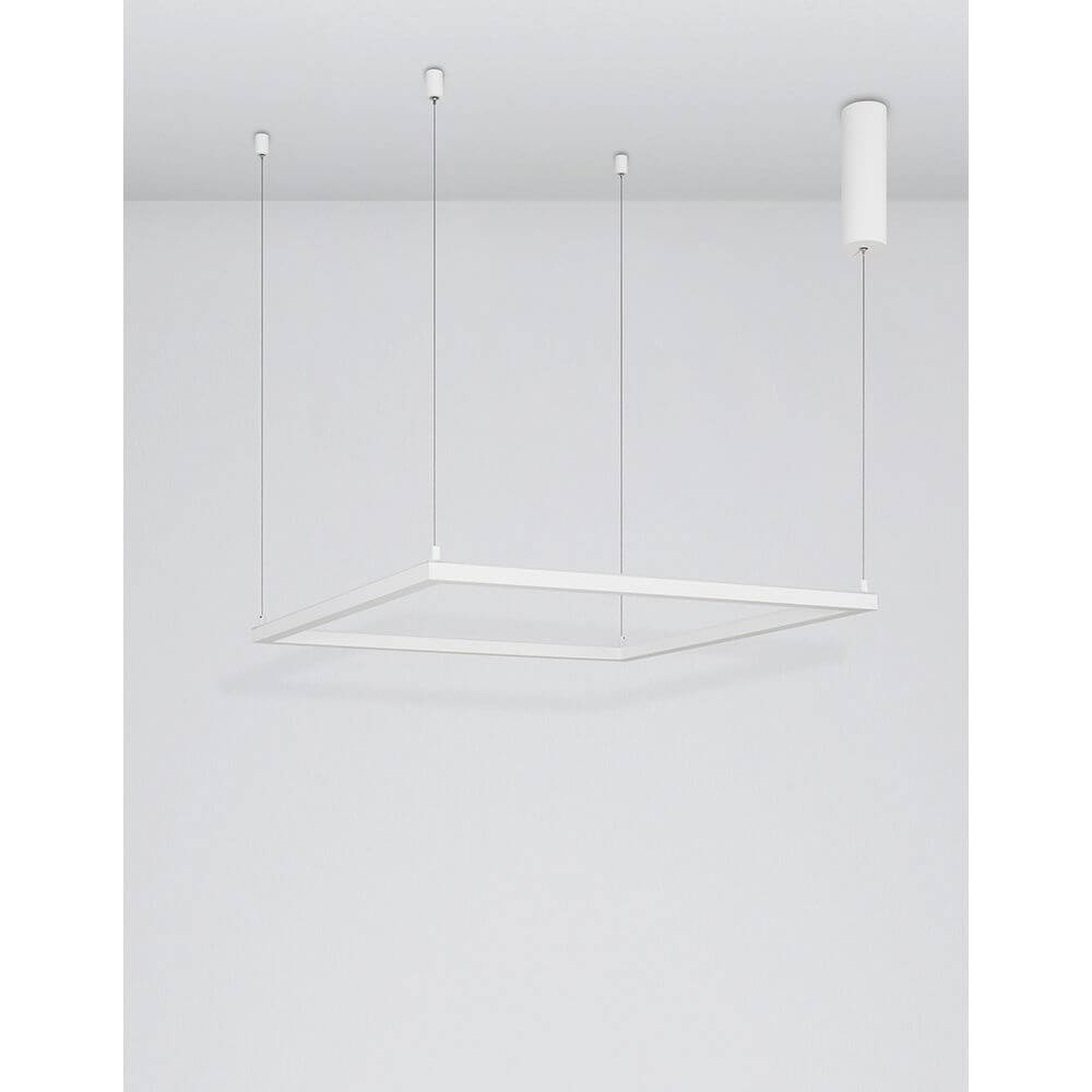Eterna LED Hängelampe Quadratisch Weiß mit minimalistischen Design und Aluminiumrahmen.