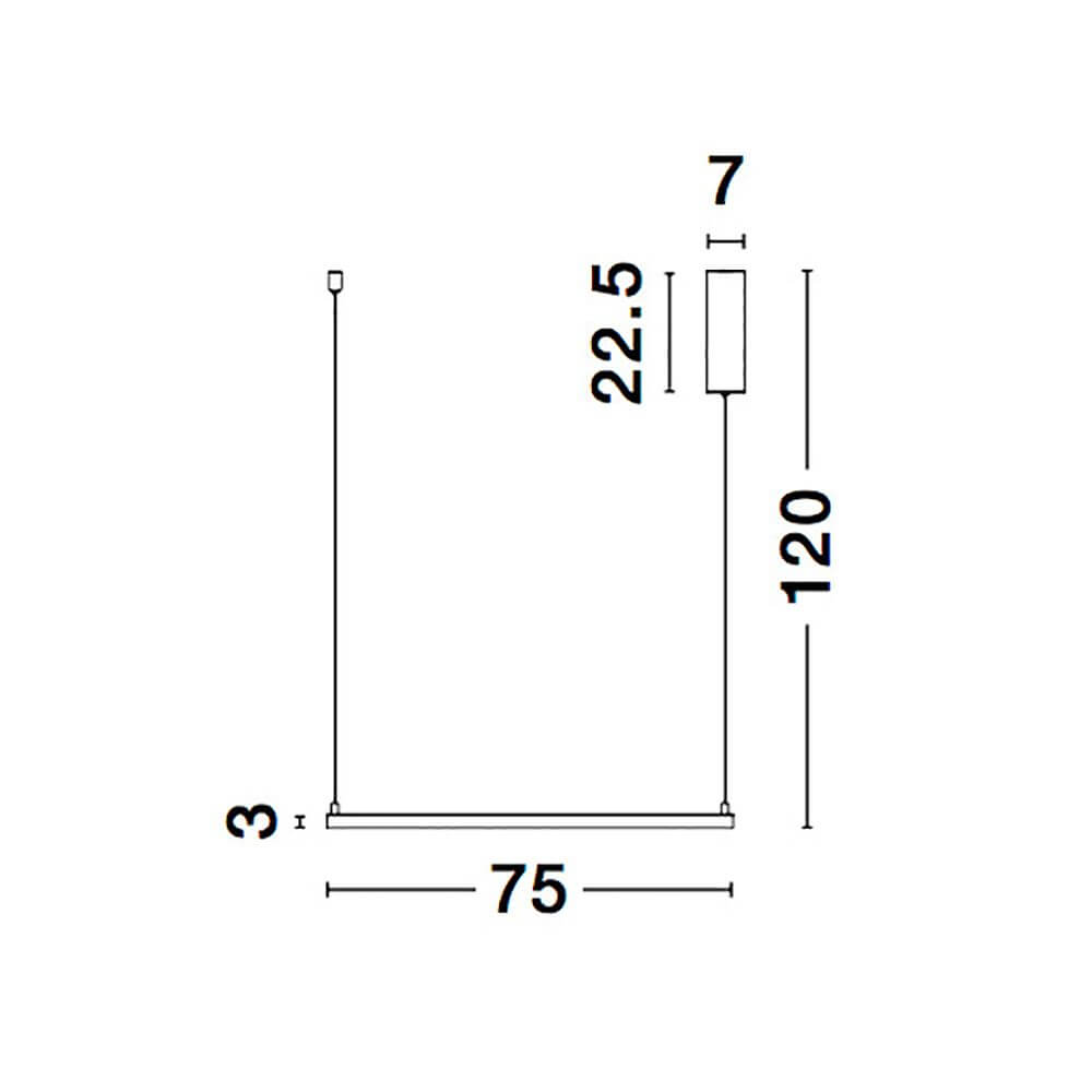 Eterna LED Hängeleuchte Metall Sandig-Schwarz technische Zeichnung mit Abmessungen, minimalistisches Design