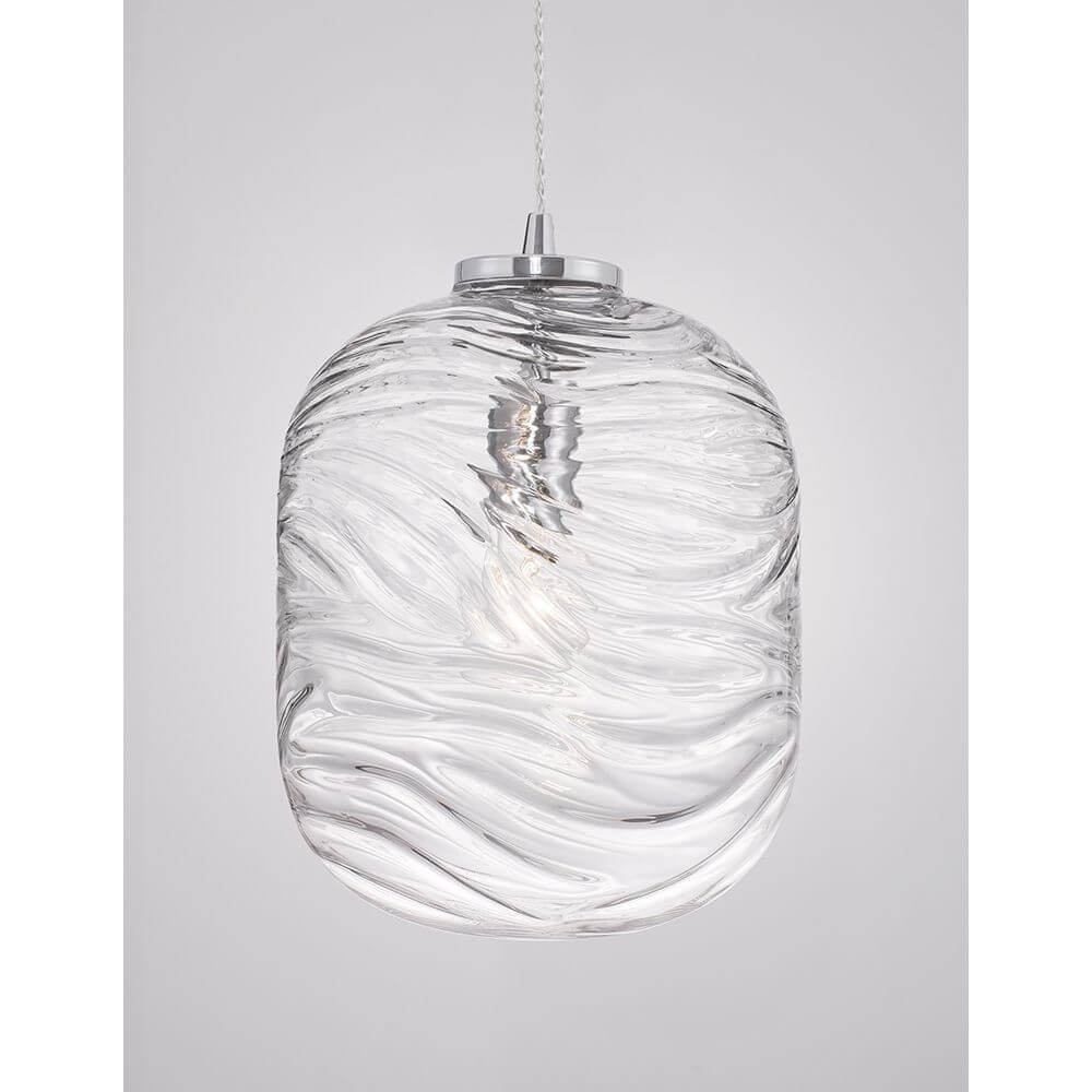 Ficato Glas-Pendellampe mit gewelltem Glasdesign, leuchtend und modern