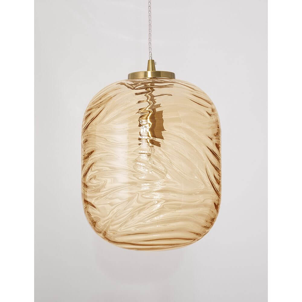 Ficato Glas-Pendellampe aus geschliffenem Glas mit eleganter Form und goldener Aufhängung.