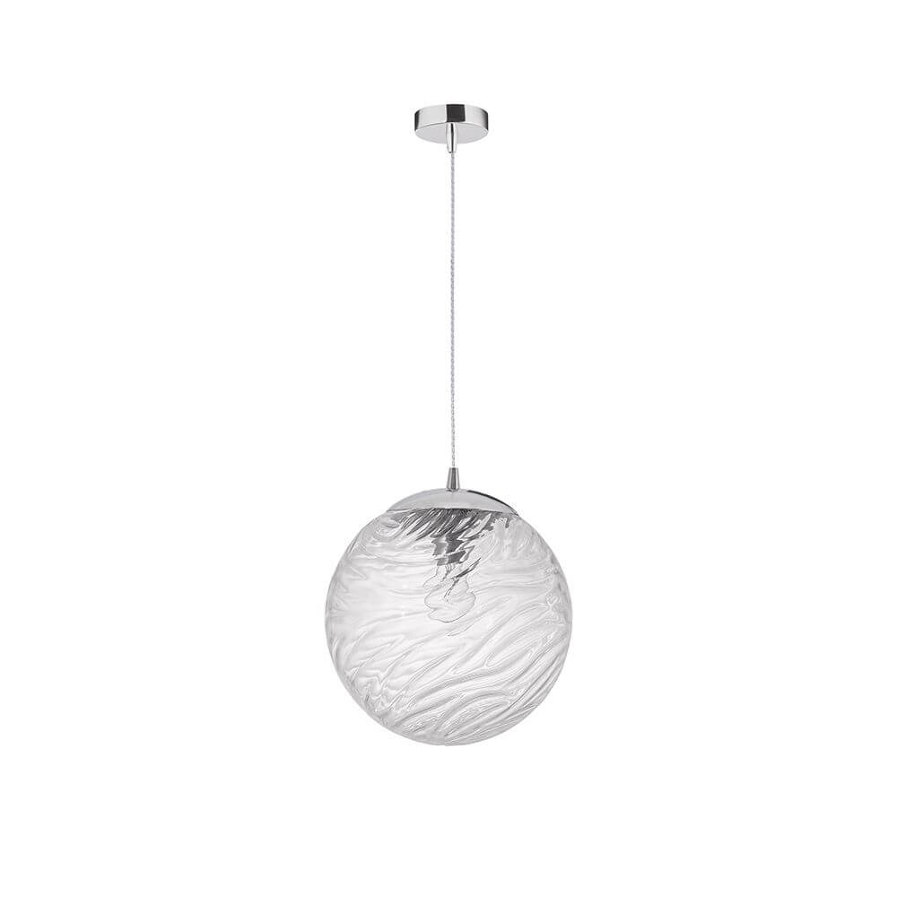 Ficato Pendellampe Ø 30cm mit verchromtem Metall und transparentem Glas, elegantes Design für stilvolle Innenräume.