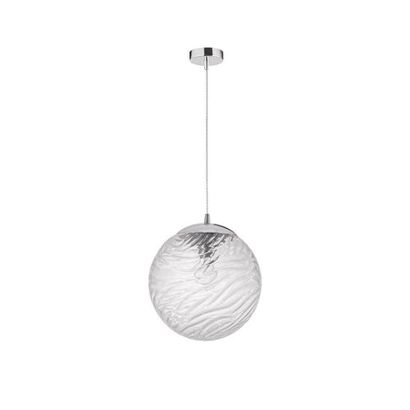 Ficato Pendellampe Ø 30cm mit verchromtem Metall und transparentem Glas, elegantes Design für stilvolle Innenräume.