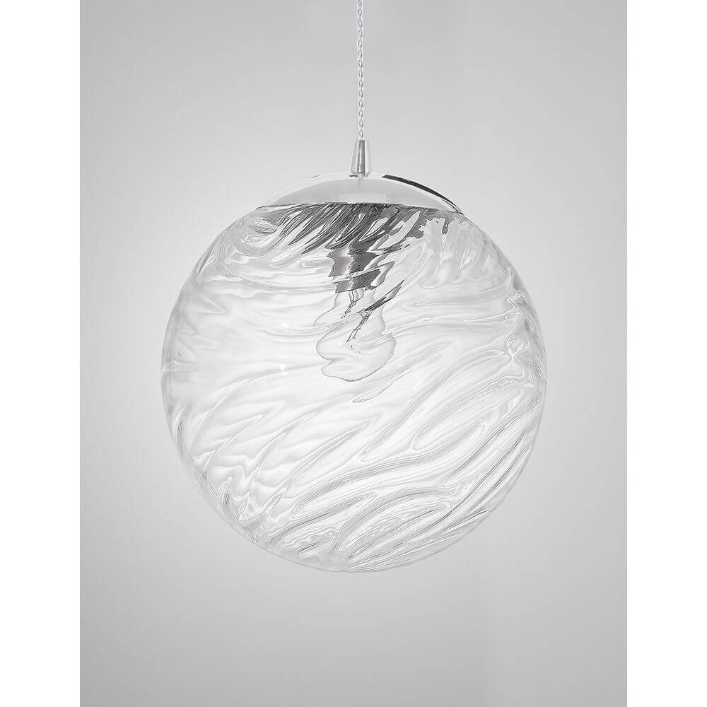 Ficato Pendellampe Ø 30cm mit transparentem Glas und verchromtem Metall, ideal für elegantes Wohndesign.