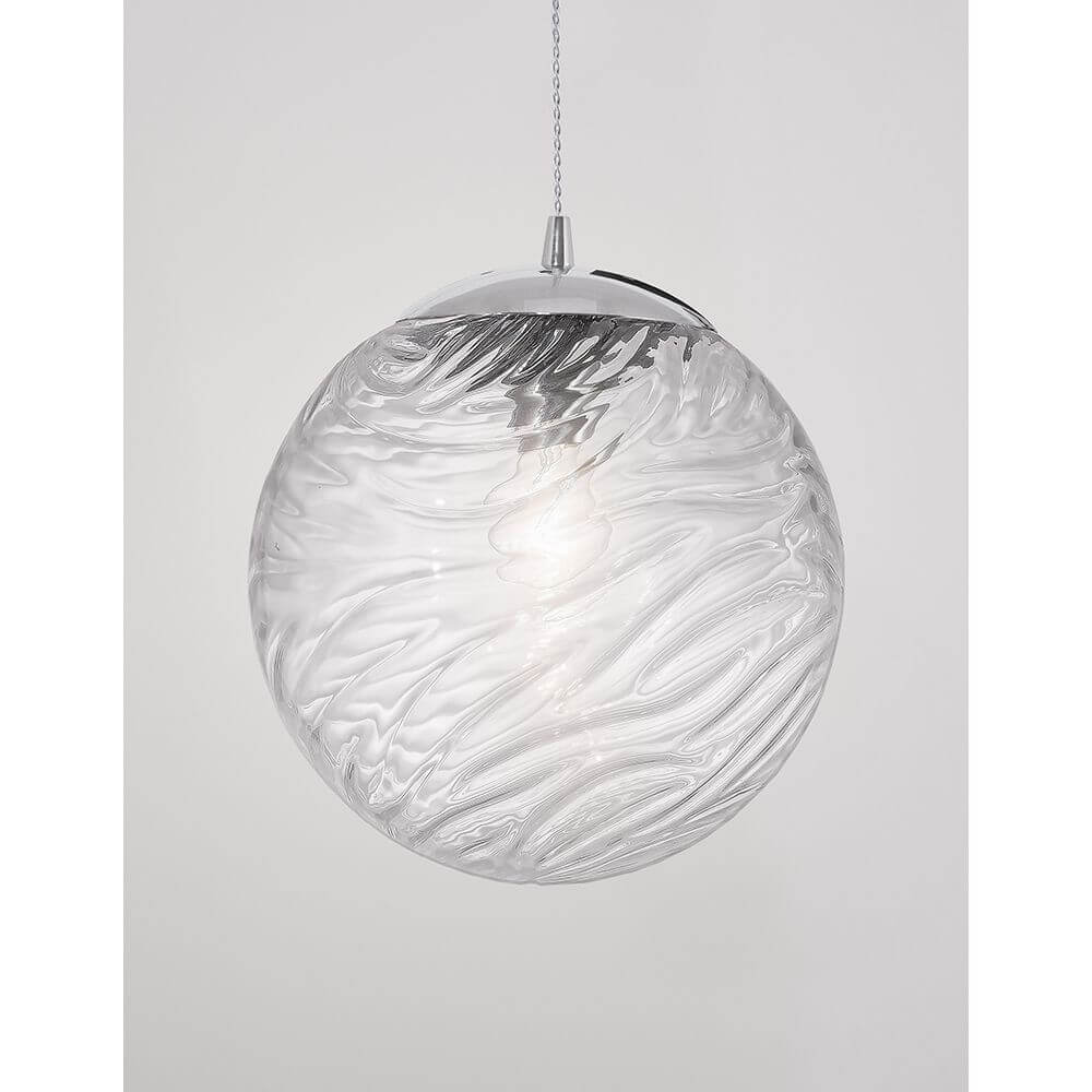 Ficato Pendellampe Ø 30cm mit transparentem Glas und verchromtem Metall, ideal für elegante Innenräume.