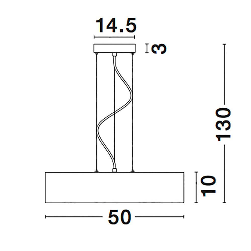 Technische Zeichnung der Finezza Hängelampe Ø 50cm mit Abmessungen.