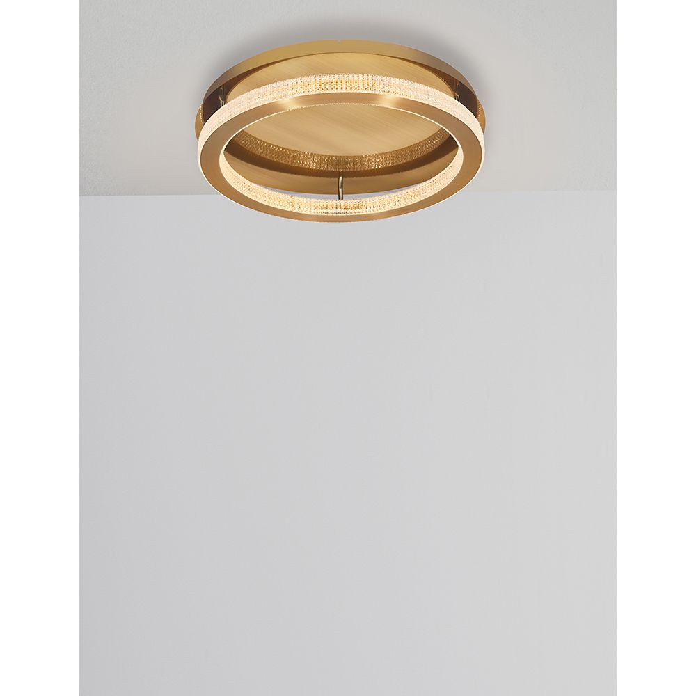 Fiore LED Deckenlampe in Antik-Gold mit eleganter Ring-Design für stilvolle Raumbeleuchtung.