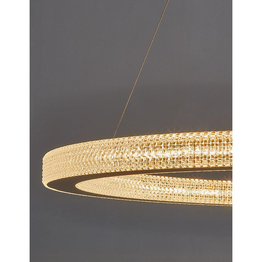 Fiore LED Hängelampe Ø 80cm in Antik Gold mit elegantem, schwebendem Design und warmem Licht.