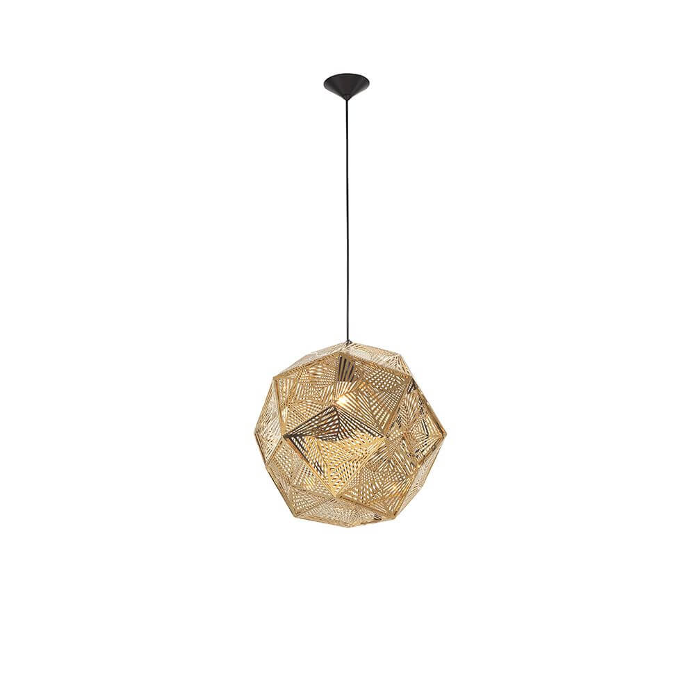 Foggia Hängelampe Stahl Gold, moderne Pendelleuchte mit goldener Metalloberfläche für Wohn- oder Esszimmer.