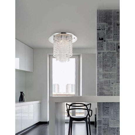 Plafonnier Fontana en cristal K9 dans un salon élégant au design moderne.