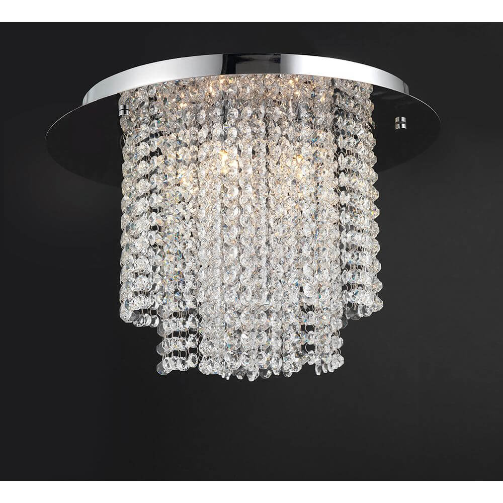 Fontana Deckenlampe K9 Kristall mit schimmerndem K9-Kristall und stilvollem Metallfinish.