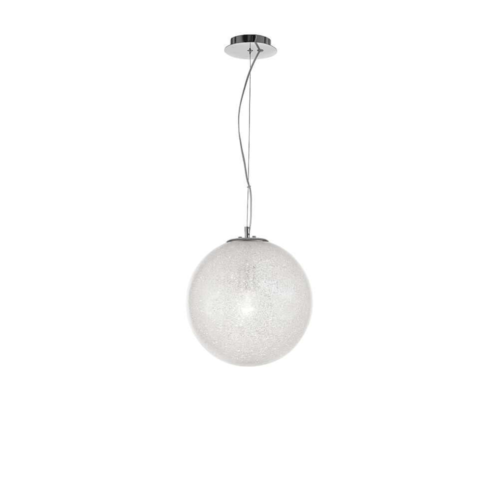 Frozen Kugel Pendellampe Glas in elegantem Design mit Chrom- und Klarglas-Finish, ideal für Räume.