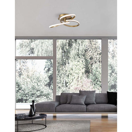 Fusion LED plafonnier Ø 51 cm courbé plafonnier moderne courbé en aluminium et acrylique, LED intégrée 40 W LED blanc chaud