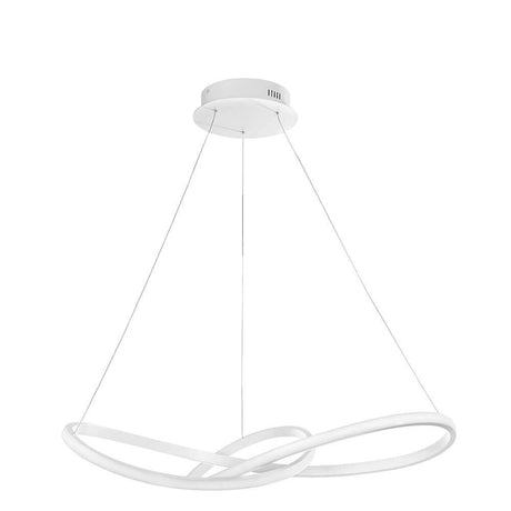Fusion LED suspension métal acrylique en blanc, design moderne en aluminium et acrylique avec LED intégré de 53 W, lumière blanc chaud, suspension minimaliste
