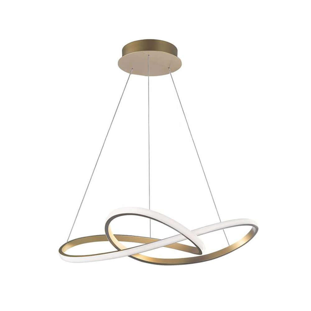 Fusion LED Hängeleuchte Metall Acryl, moderne goldene Aluminium-Pendelleuchte mit Acryl-LED-Ringen, 53W warmweißes Licht