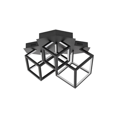 Plafonnier Gabbia LED au design moderne avec des éléments carrés en aluminium et en silicone.