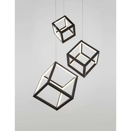 Gabbia LED Hängelampe 3 Würfel in modernem Design mit Aluminium und Silikon in Schwarz.