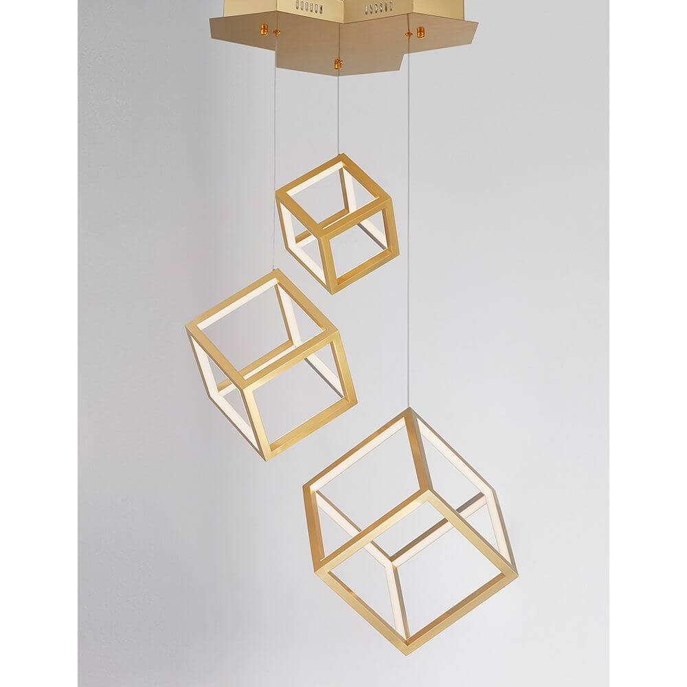 Gabbia LED Hängelampe 3 Würfel mit einem modernen und rustikalen Design in Aluminium und Silikon.