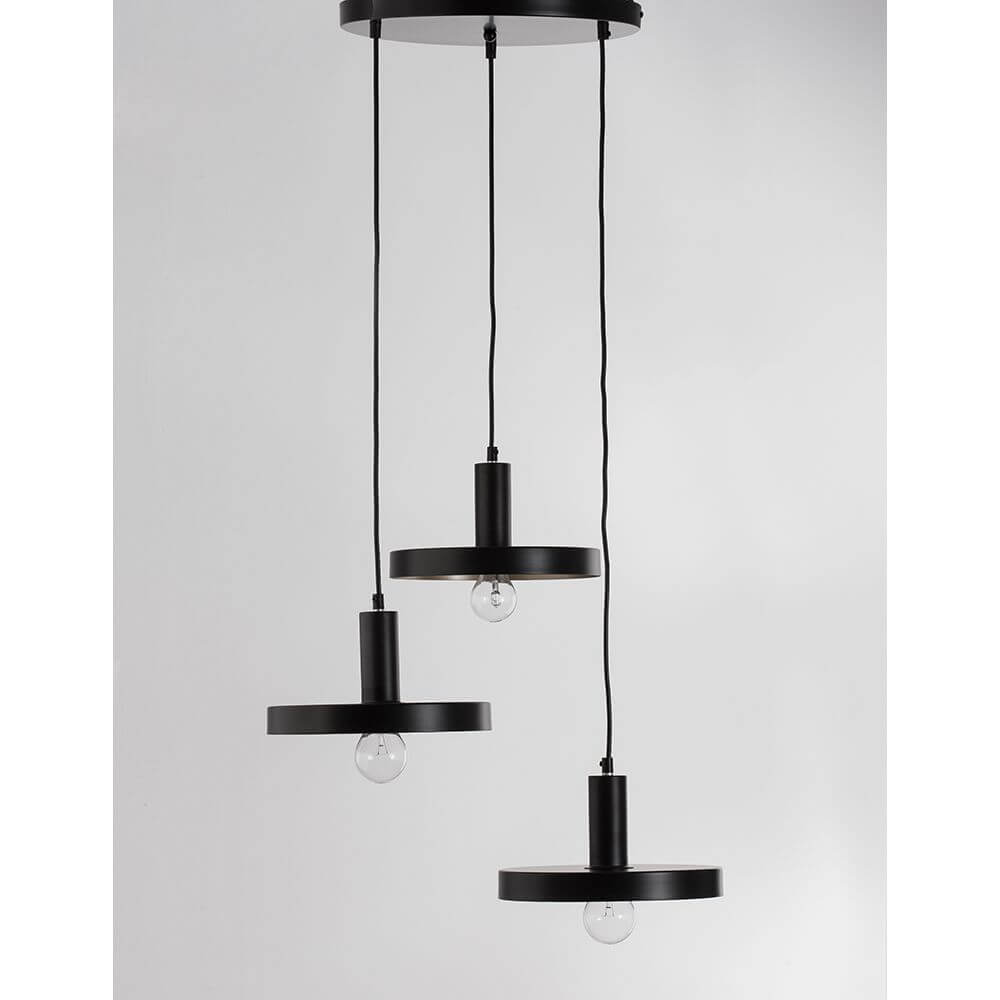 Garni Hängeleuchte 3-flammig Gold, Schwarz: moderne drei Hängeleuchten mit schwarzem Design und goldenen Akzenten.