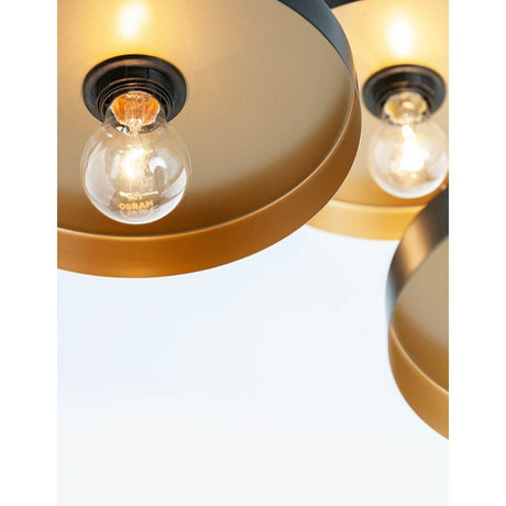 Candeeiro suspenso Garni 3 luzes dourado, preto
