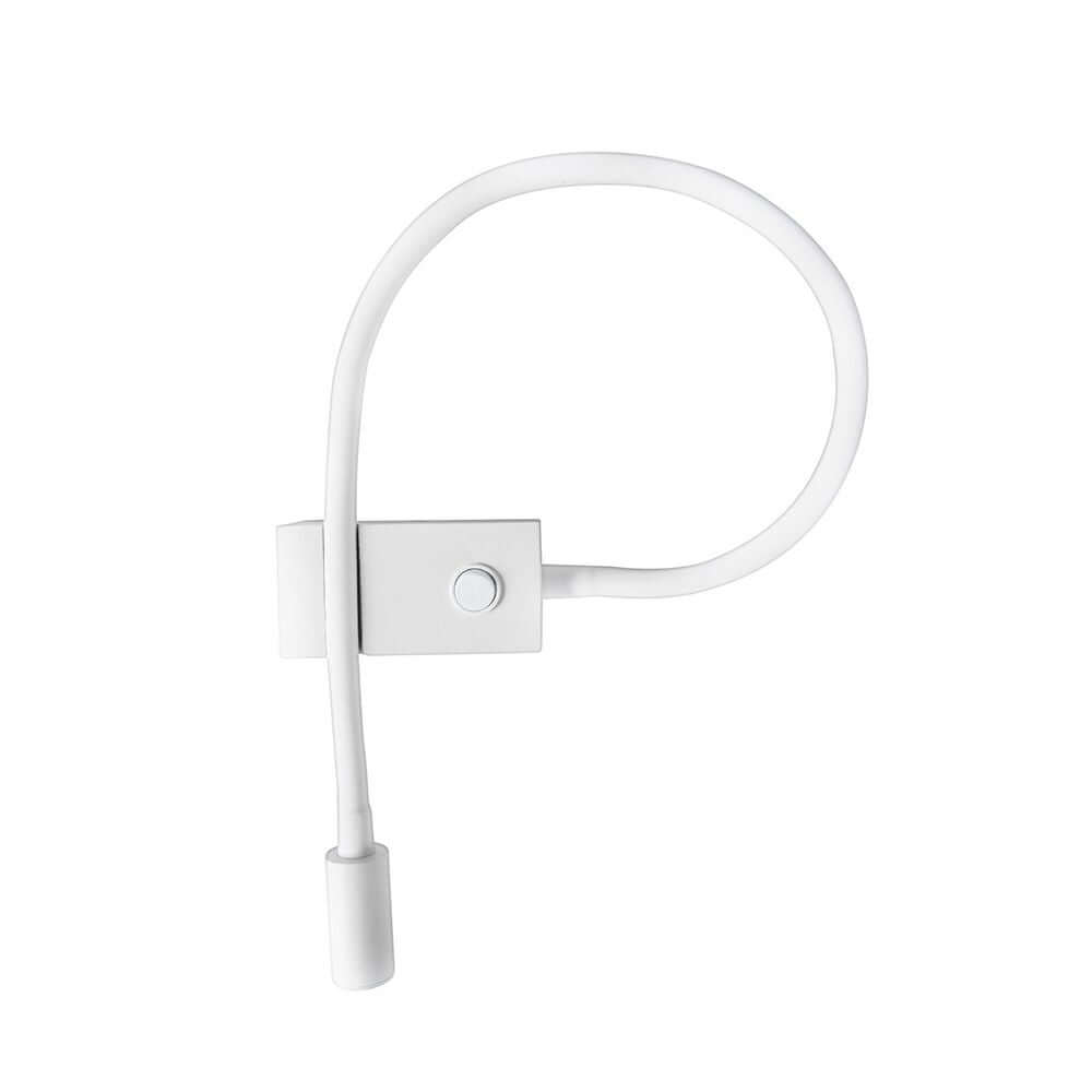 Nova Luce Geneva LED Wandlampe mit flexiblem Arm und Schalter, modern in Weiß, ideal für Bett oder Flur.