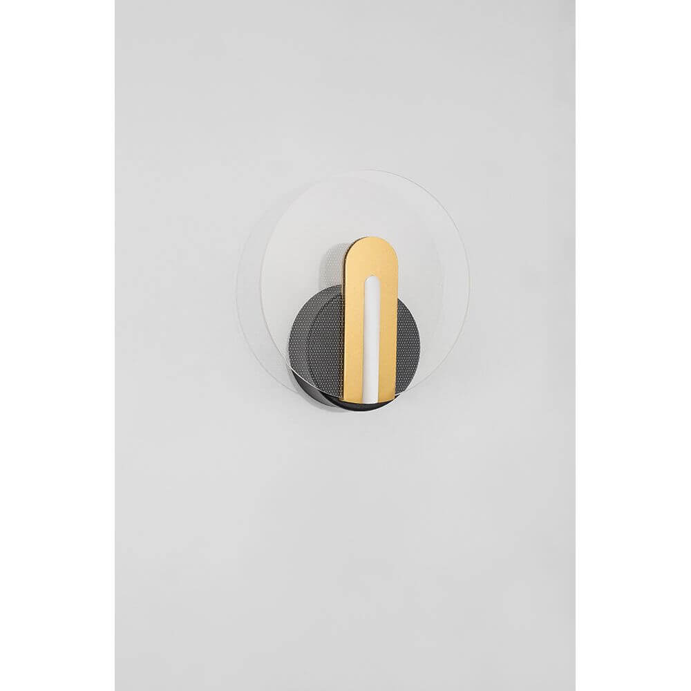 Genti LED Acryl-Wandleuchte Ø 20cm Klar in elegantem Design mit goldenen und grauen Akzenten