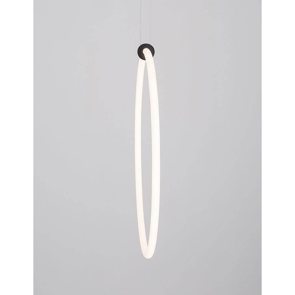 Girdino LED Runde Hängelampe Ø 59,5cm in modernem minimalistischem Design aus schwarzem Acryl und Aluminium.
