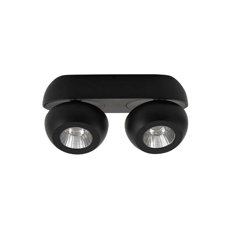 Gon LED Deckenspot 2-flammig Metall in Schwarz mit zwei runden Spots auf modernem Design.