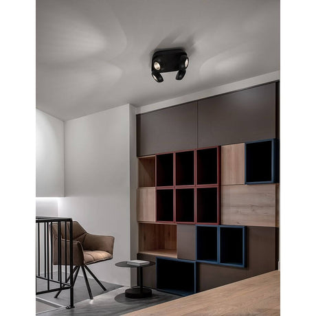Gon LED Deckenstrahler 4-flammig schwarzer Deckenstrahler für modernes Interieur mit vier verstellbaren Spots