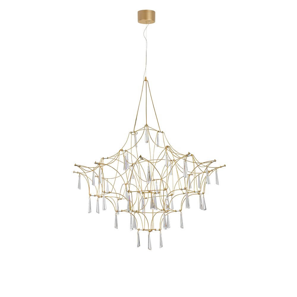 Goro LED Kristall Hängelampe Gold in modernem Design mit eleganten Metall und Kristall-Elementen.