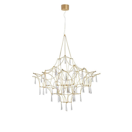 Goro LED Kristall Hängelampe Gold, moderne Deckenleuchte aus Metall und Kristall mit warmweißem Licht