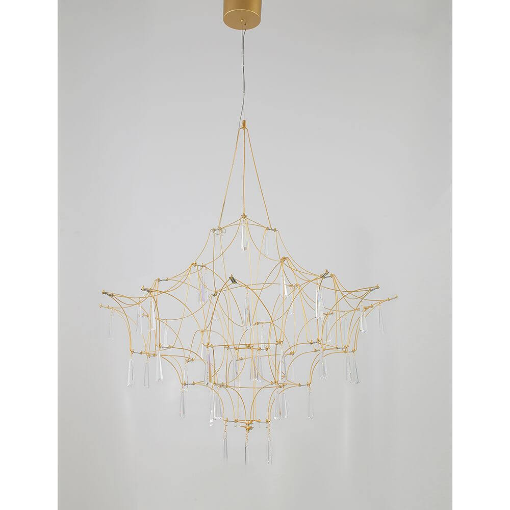 Goro LED Kristall Hängelampe Gold – elegante Deckenleuchte aus Metall mit Kristall, gute Lichtverteilung.