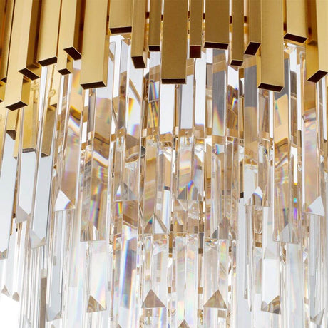 Grane crystal chandelier in gold with sparkling crystal rods and gold-colored metal.