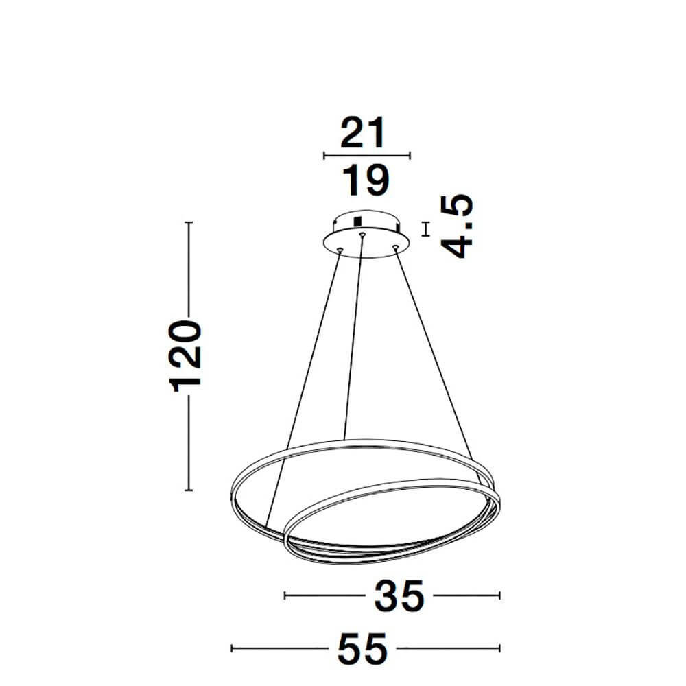 Grania LED Hängelampe Sandig-Schwarz technische Zeichnung mit Maßen und Details