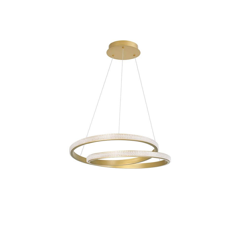 Grania LED Hängeleuchte Matt-Gold mit zwei eleganten Ringen und goldfarbenem Finish.