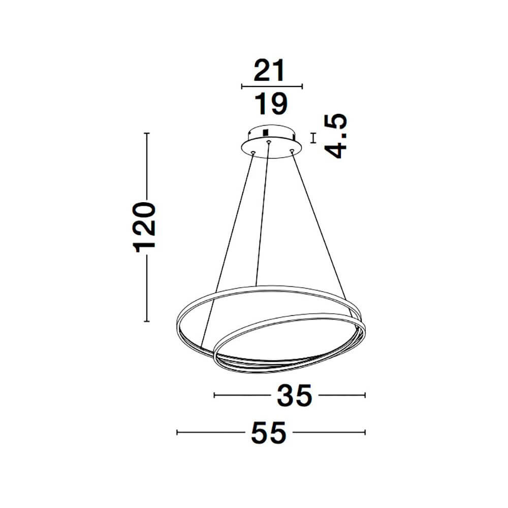 Grania LED Hängeleuchte Matt-Gold - technische Zeichnung mit Abmessungen und Design.