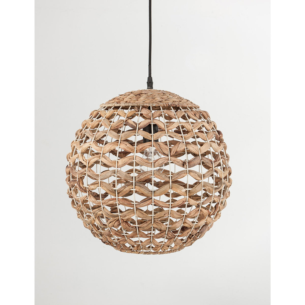 Lampada a sospensione Nova Luce Griffin, Ø 50,5cm, sfera in giacinto d’acqua essiccato, colore naturale
