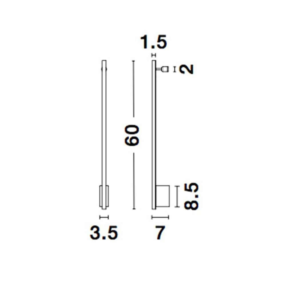 Technische Zeichnung der Gropius LED Wandleuchte 366lm mit Abmessungen und Design.